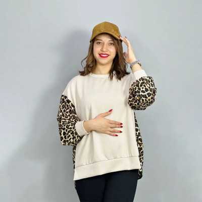 Pull Femme Beige Tigre / Noir Tigré