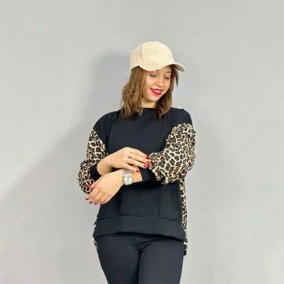 Pull Femme Beige Tigre / Noir Tigré