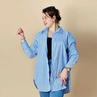 Chemise Femme Rayée Longue - Tendance & Polyvalente|UltimaBoutique.tn Chemise Femme Rayée Longue - Tendance & Polyvalente|UltimaBoutique.tn