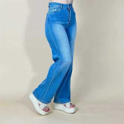 pantalon large femme story bleu clair