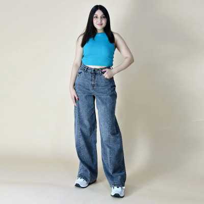 Pantalon Wide leg femme pivoine Gris