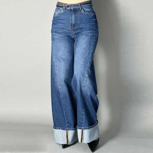 wide-leg femme pivoine Bleu