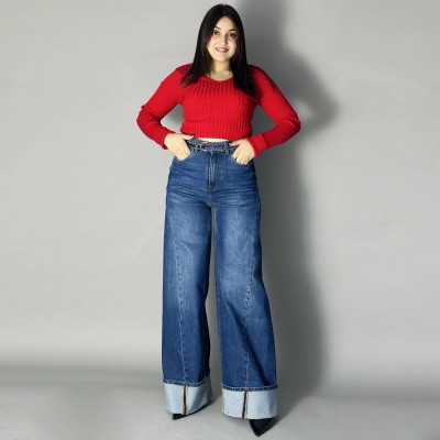 wide-leg femme pivoine Bleu