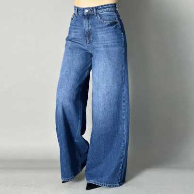 Wide-leg femme pivoine bleue