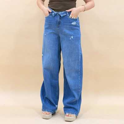 Wide Leg femme bouton