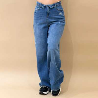 Wide Leg femme bouton