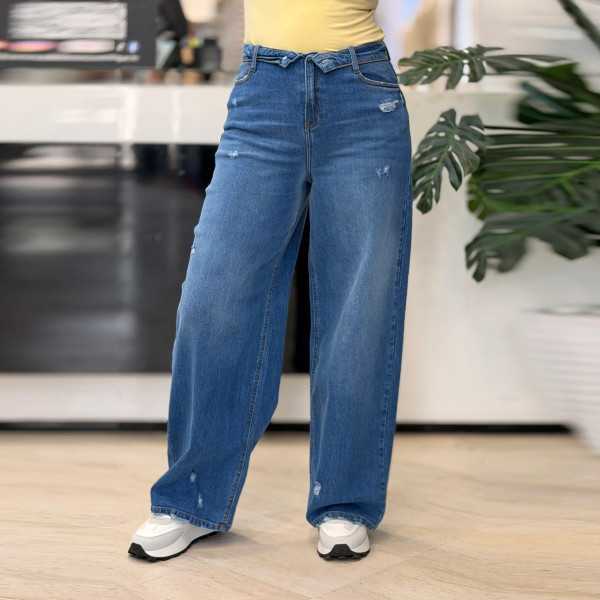 jean Wide Leg femme bouton