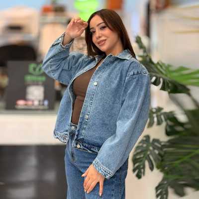 Veste jean femme pivoine