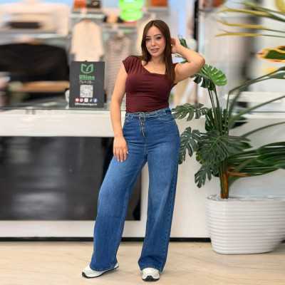 jean Large femme pivoine avec ceinture jean Large femme pivoine avec ceinture