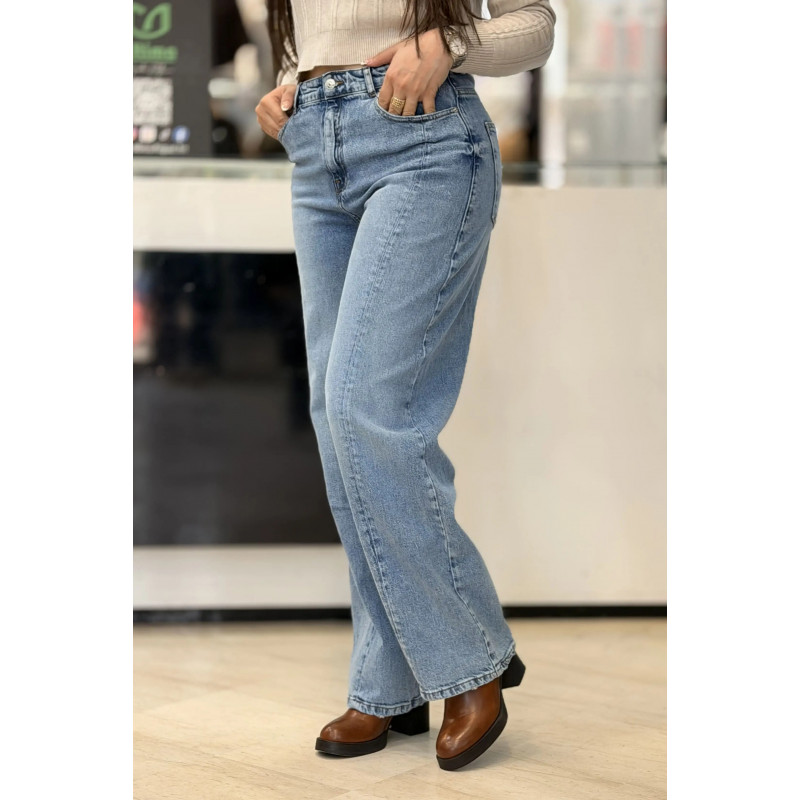 Jean Wide Leg Découpe pivoine