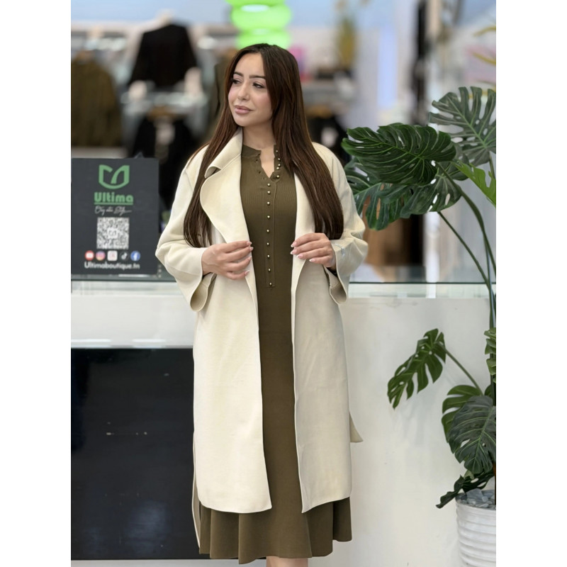 Trench femme long ceinturé