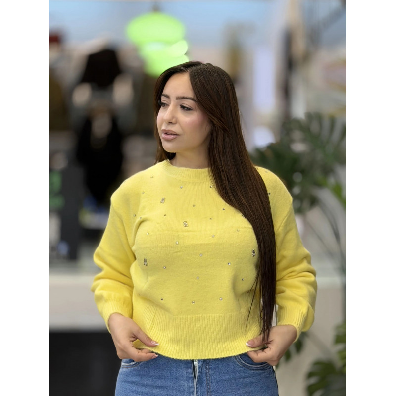 Pull femme en laine à strass