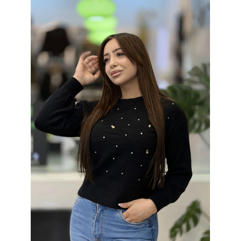 Pull femme en laine à strass