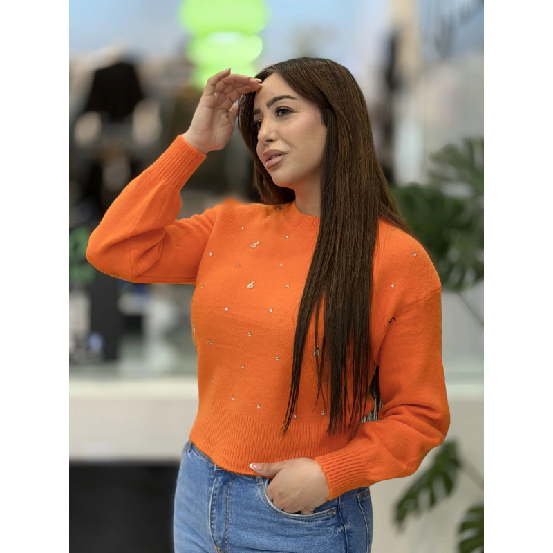 Pull femme en laine à strass