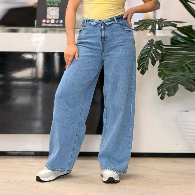 jean Wide Leg femme snow